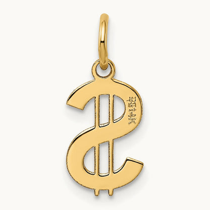 Polished Dollar Sign Charm, 14K