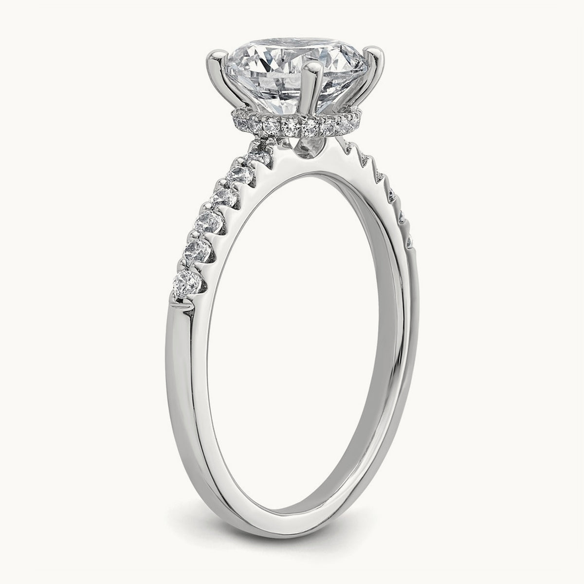 Round Engagement Ring, 1.25-2.75 ct tw Lab-Grown Diamond — 1 3/4 ct, 14K White Gold