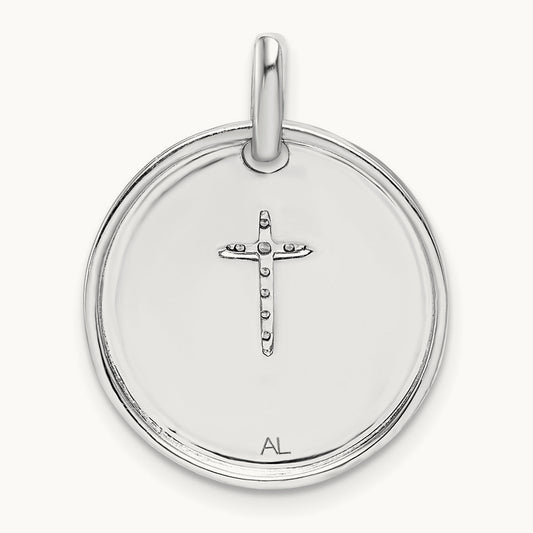 Diamond Cross Faith Pendant, 14K White Gold