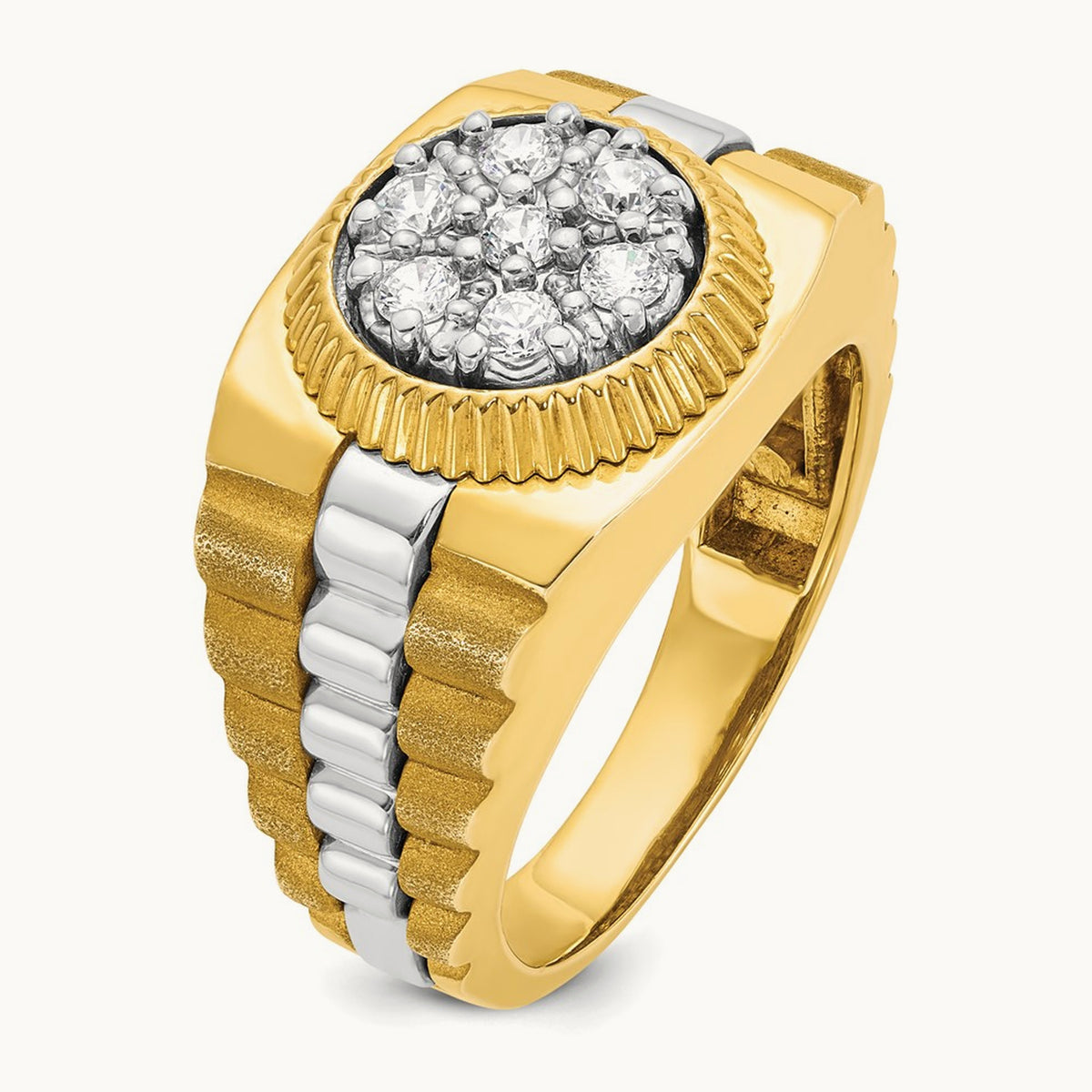 Ribbed Men's Cluster Ring, 0.50 ct tw Lab-Grown Diamond