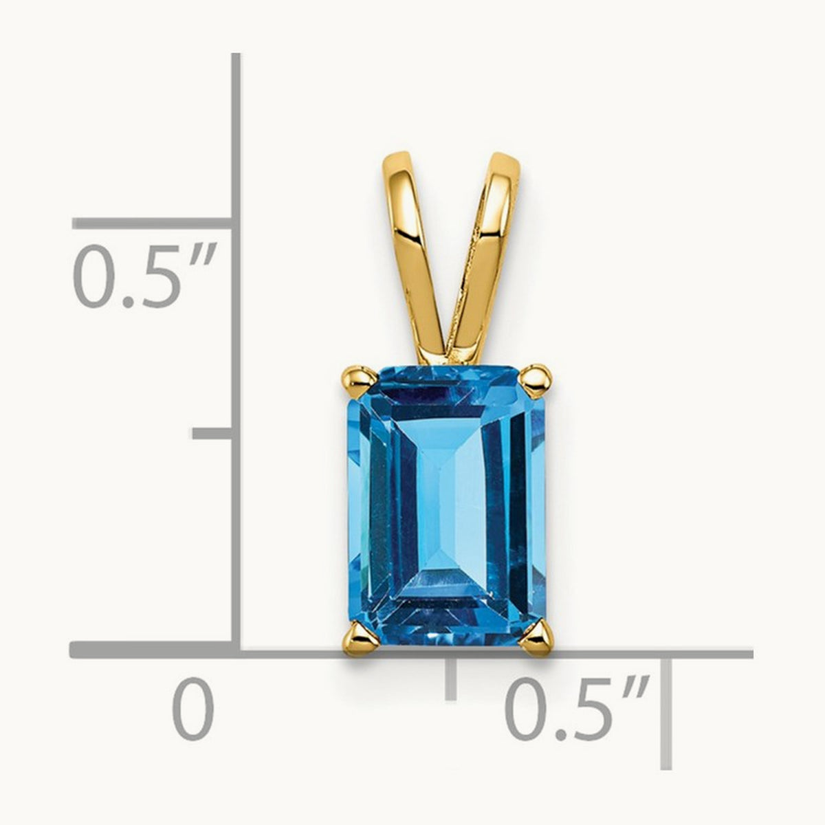 Emerald Cut Blue Topaz Pendant — 8x6mm