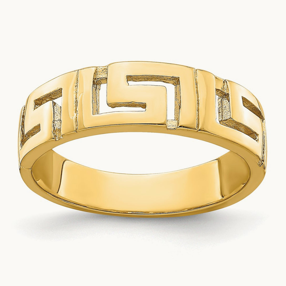Greek Key Band w/ Tapered Shank Ring, 14K