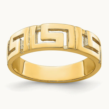 Greek Key Band w/ Tapered Shank Ring, 14K