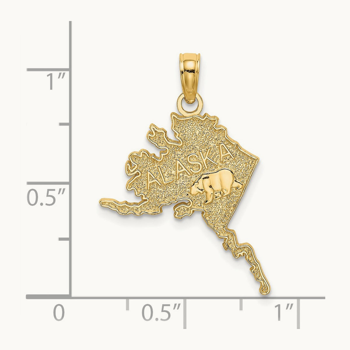 Polished/Textured ALASKA Map Charm, 14K