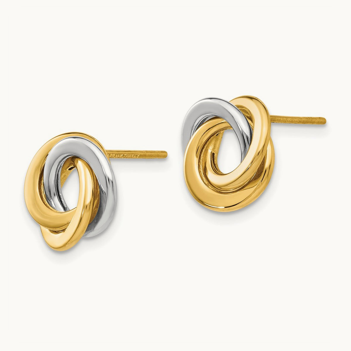 Polished Intertwined Circles Post Earrings — 14K Two-Tone Gold