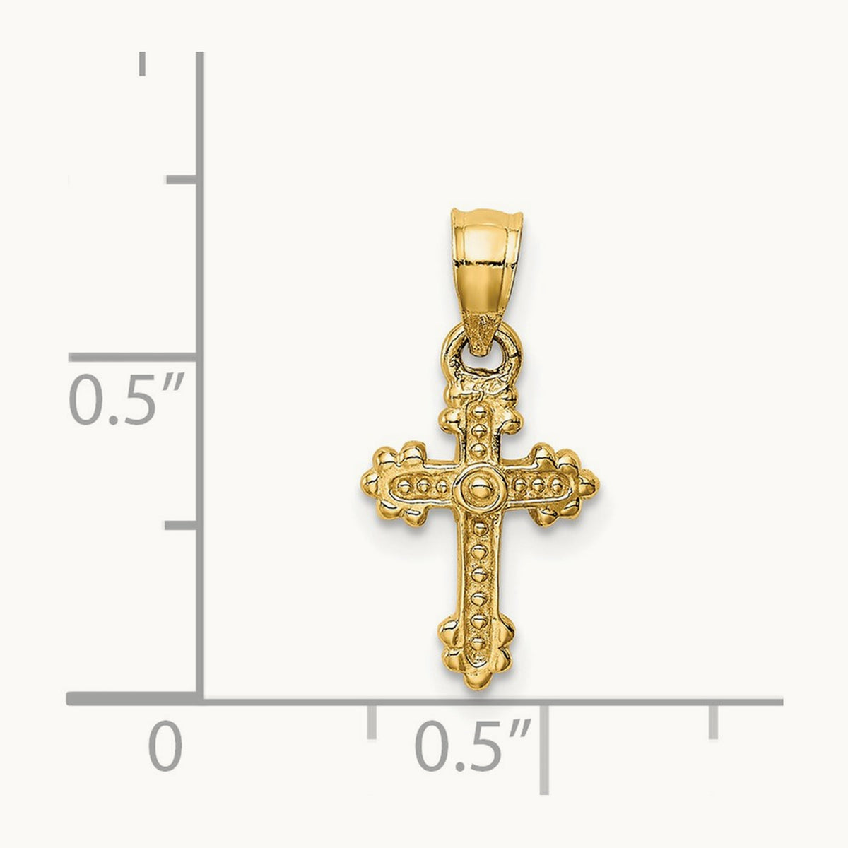 Tiny Budded Cross Charm, 14K