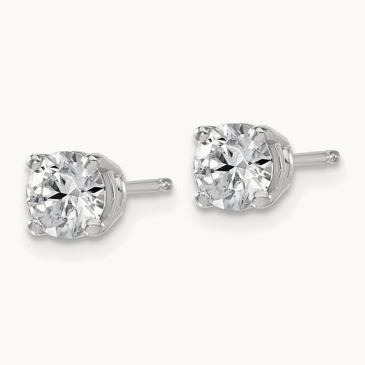 Round Angled Stud Earrings, 0.50-4.00 ct tw Lab-Grown Diamond — 1 ct, 14K White Gold