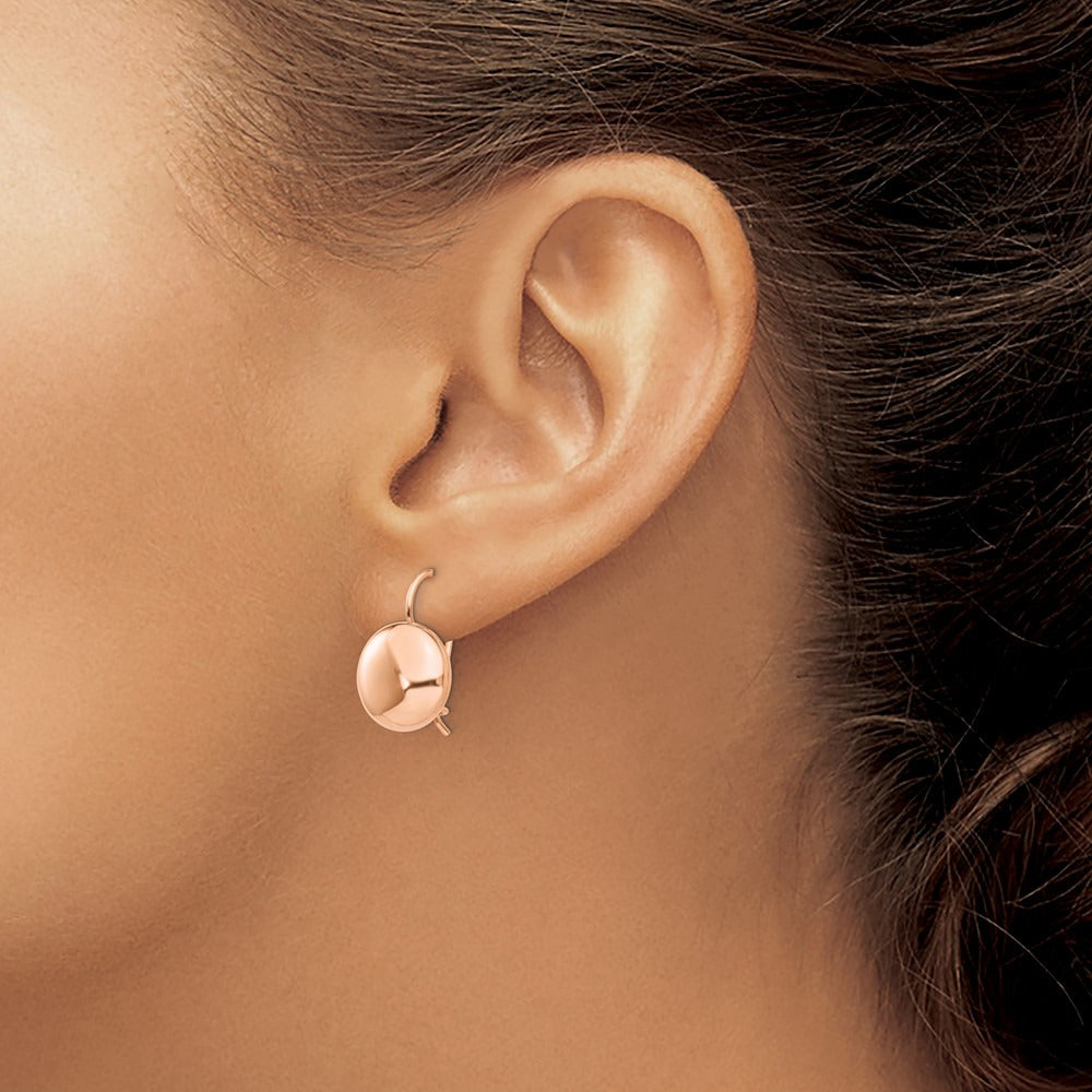 Polished Button Kidney Wire Earrings — 14K Rose Gold, 12mm