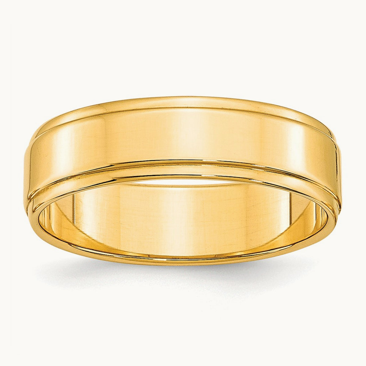 Flat with Step Edge Band, 6mm, 10K Yellow Gold