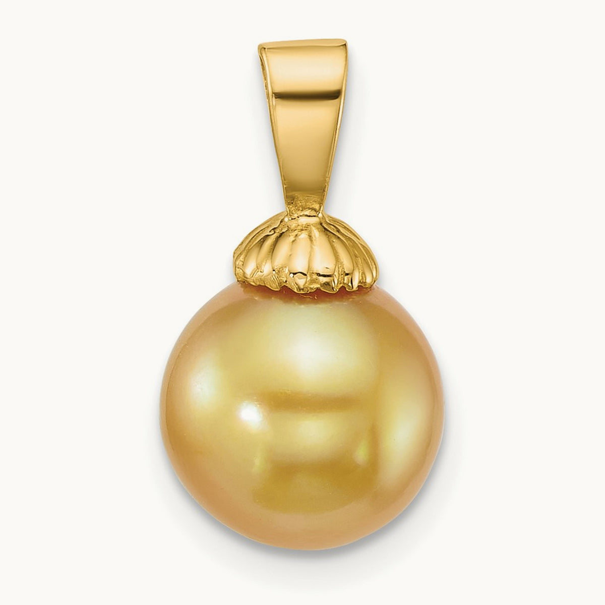 9- Rnd Golden South Sea Saltwater Cultured Pearl Pendant, 10mm, 14K