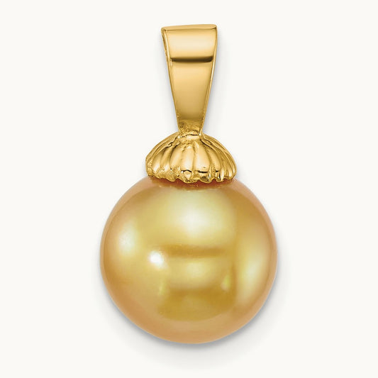 9- Rnd Golden South Sea Saltwater Cultured Pearl Pendant, 10mm, 14K
