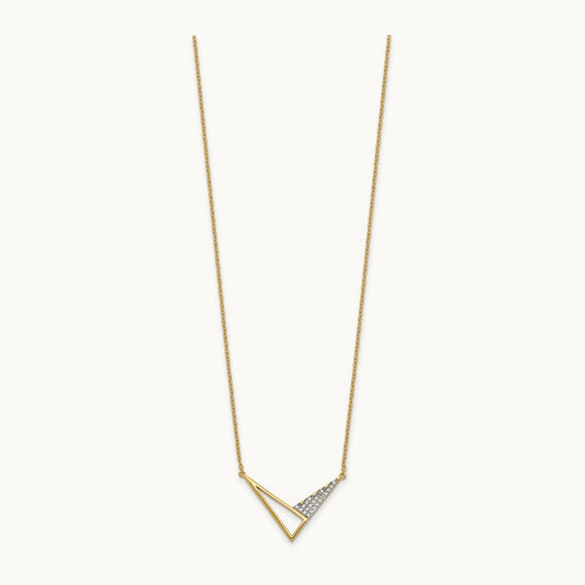 Polished Diamond Geometric Fashion Necklace, 14K