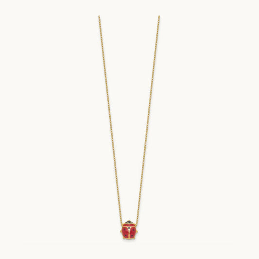 Enameled Ladybug 17inch with 1in ext. Necklace, 14K