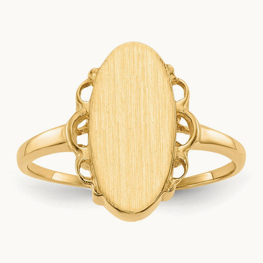 7.0x14. Open Back Signet Ring, 5mm, 14K
