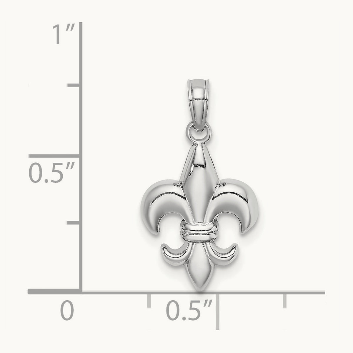 2-D Small Fleur de Lis Charm — 14K White Gold