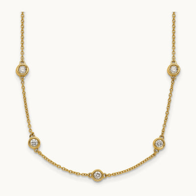 Diamond Station Cable Necklace, 14K