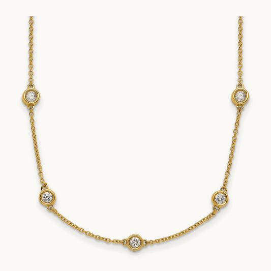 Diamond Station Cable Necklace, 14K