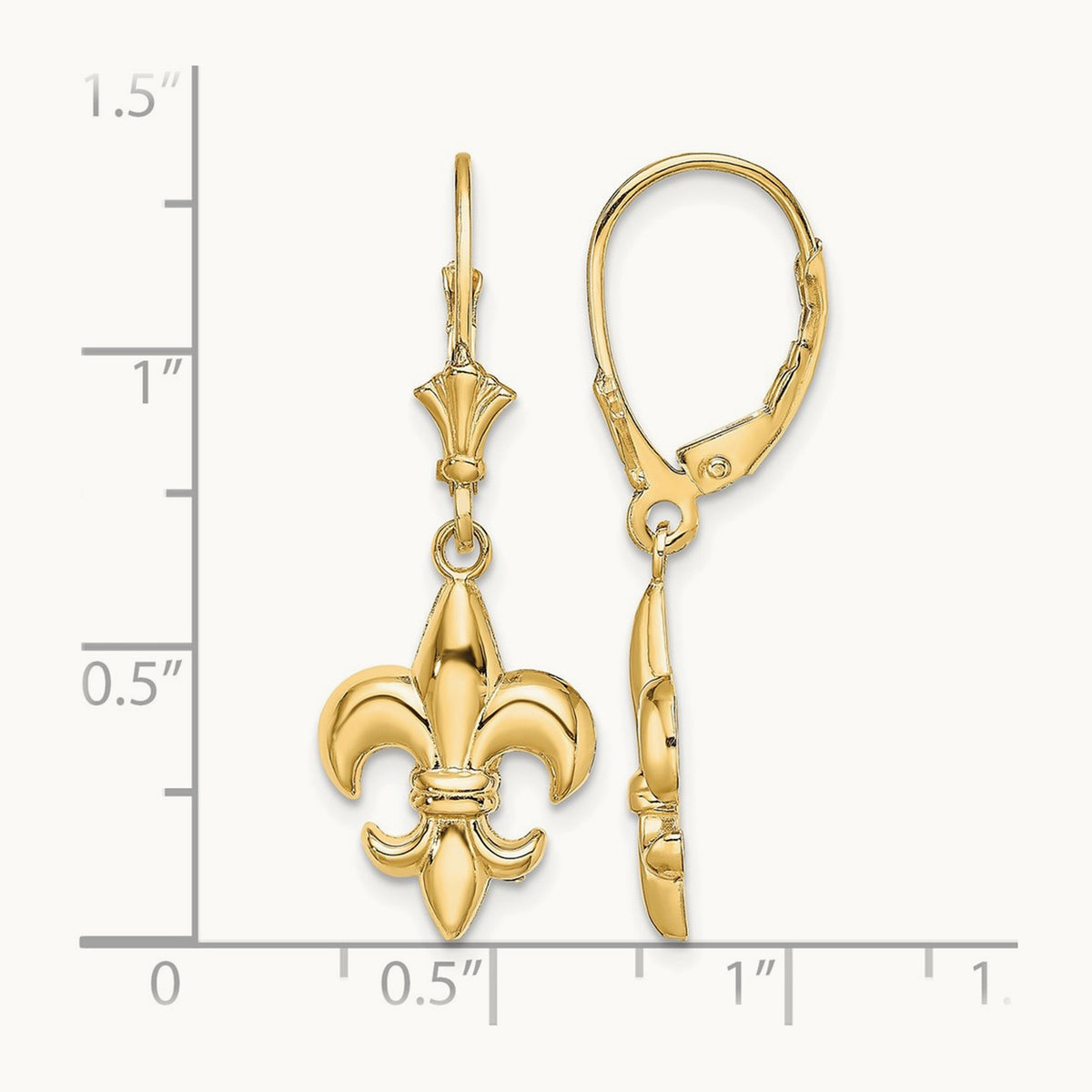 Small Fleur-de-Lis Leverback EARRINGS — 14K Yellow Gold