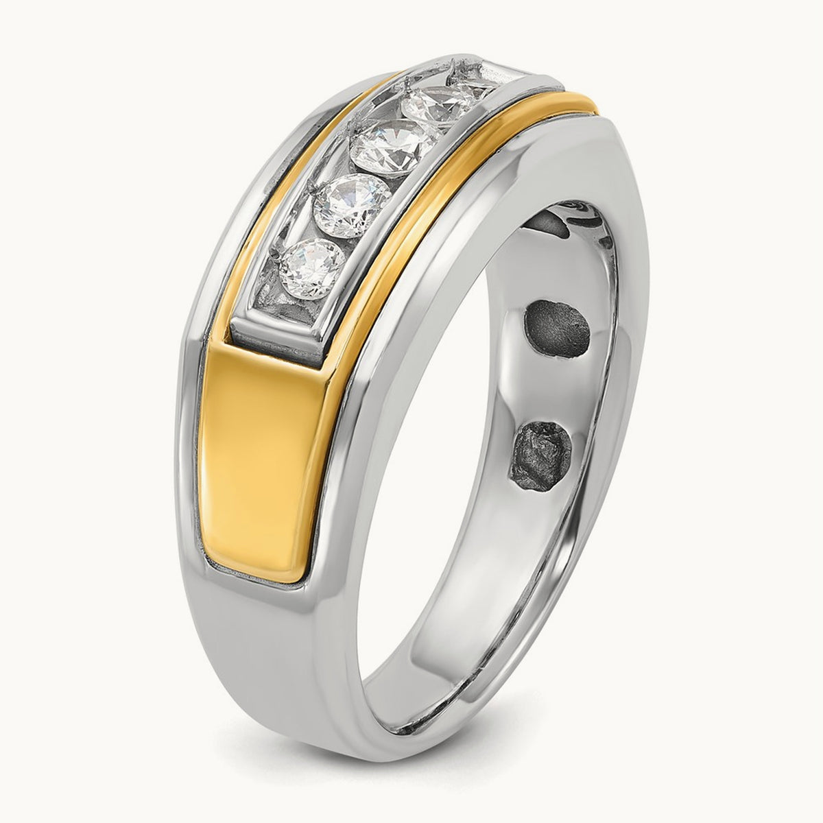 IBGoodman Men's Polished 5-Stone Diamond Ring, 14K Two-tone