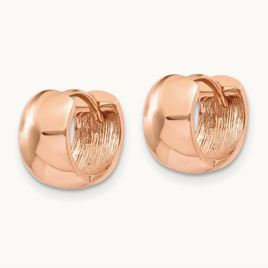 Round Hinged Hoop Earrings, 14K Rose Gold