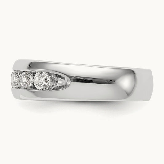 7-Stone Diamond Channel Band, 14K White Gold