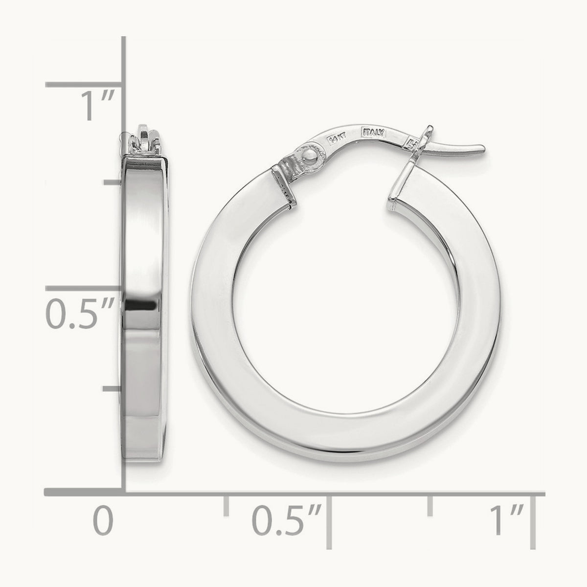 Plating Polished Hoop Earrings, 14K with White Rhodium — Leslie's