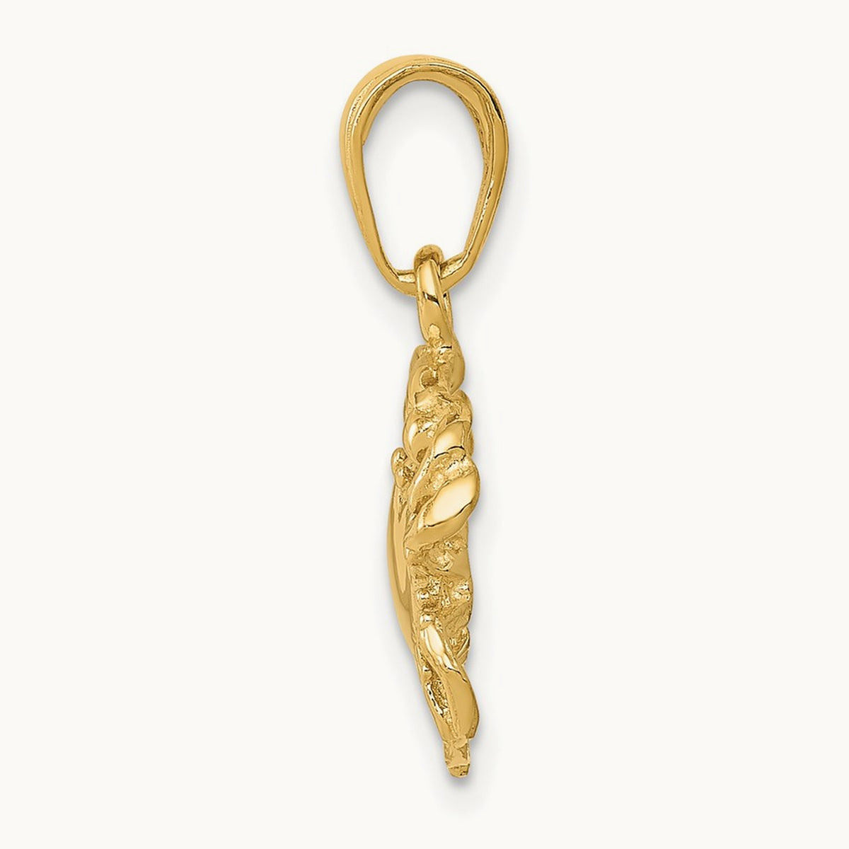 Solid Polished Open-Backed Crab Pendant — 14K Yellow Gold