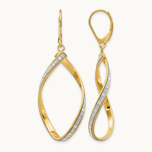 Glimmer Infused Twisted Leverback Earrings, 14K — Leslie's