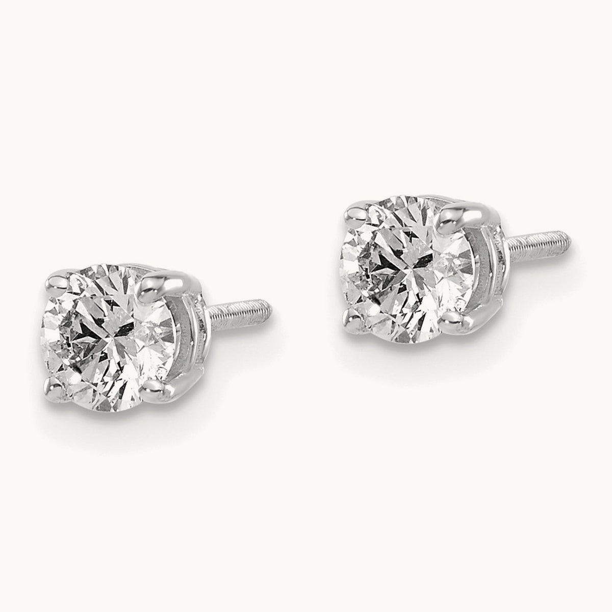 Round Diamond Stud Earrings — 14K White Gold, 0.74 ct tw
