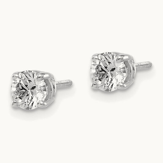 .75ct SI3 G-I Diamond Stud Thread on/off Post Earrings, 14K White Gold