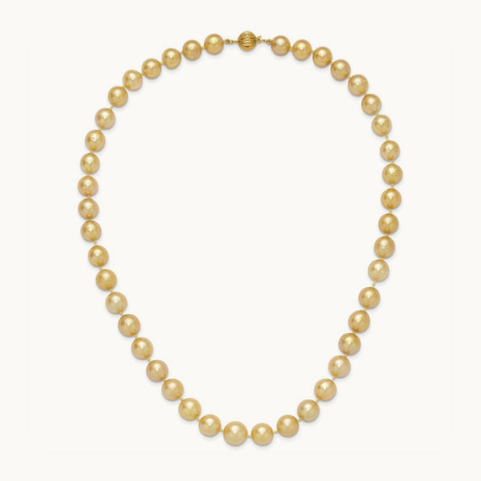 9- Golden Saltwater Cult South Sea Graduated Baroque Pearl Necklace, 12mm, 14K
