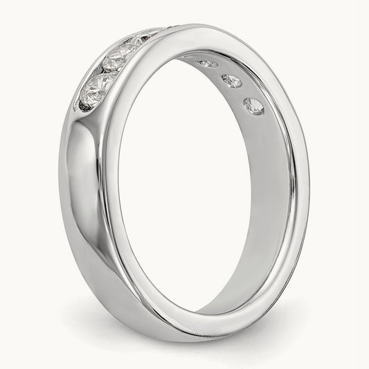 7-Stone Diamond Channel Band, 14K White Gold
