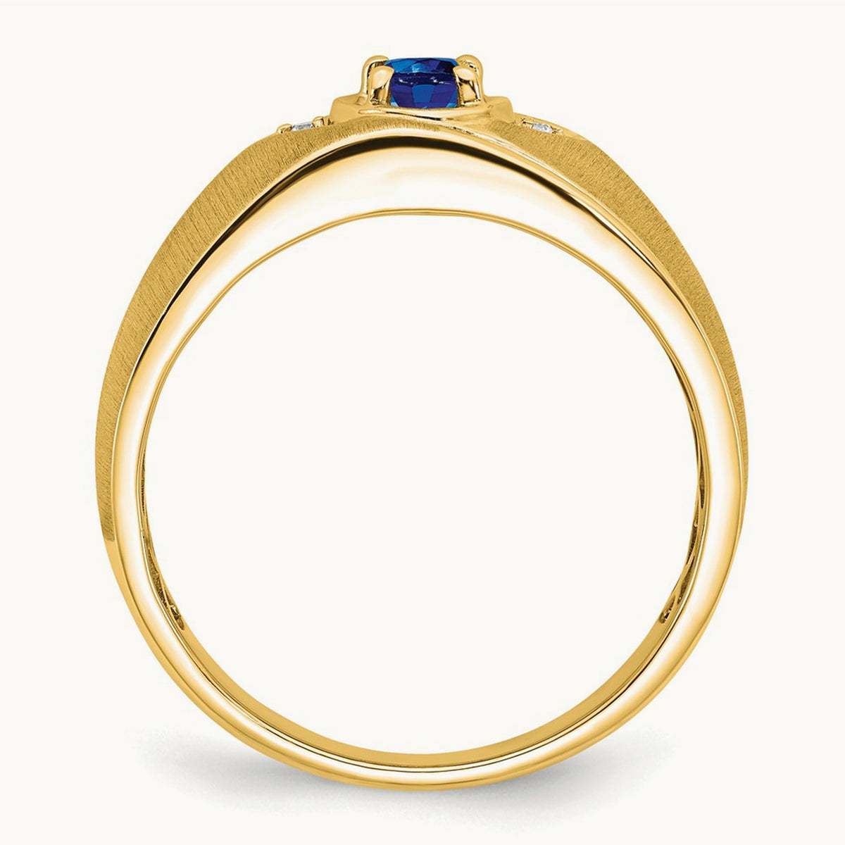 Oval Sapphire and Diamond Men's Ring — 14K Yellow Gold