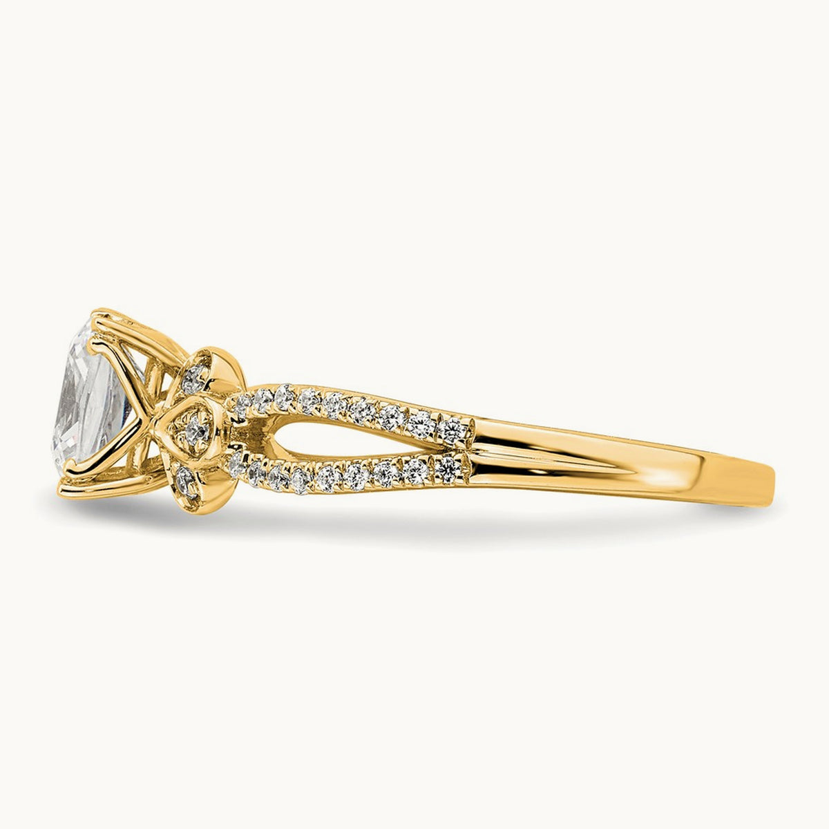 Cushion Split Shank Semi-Mount Engagement Ring — 1 ct, 7