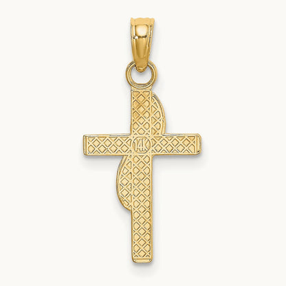 Polished W/ Banner Cross Charm, 14K