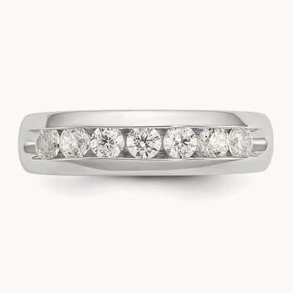 5-Stone Diamond Channel Band, 14K White Gold