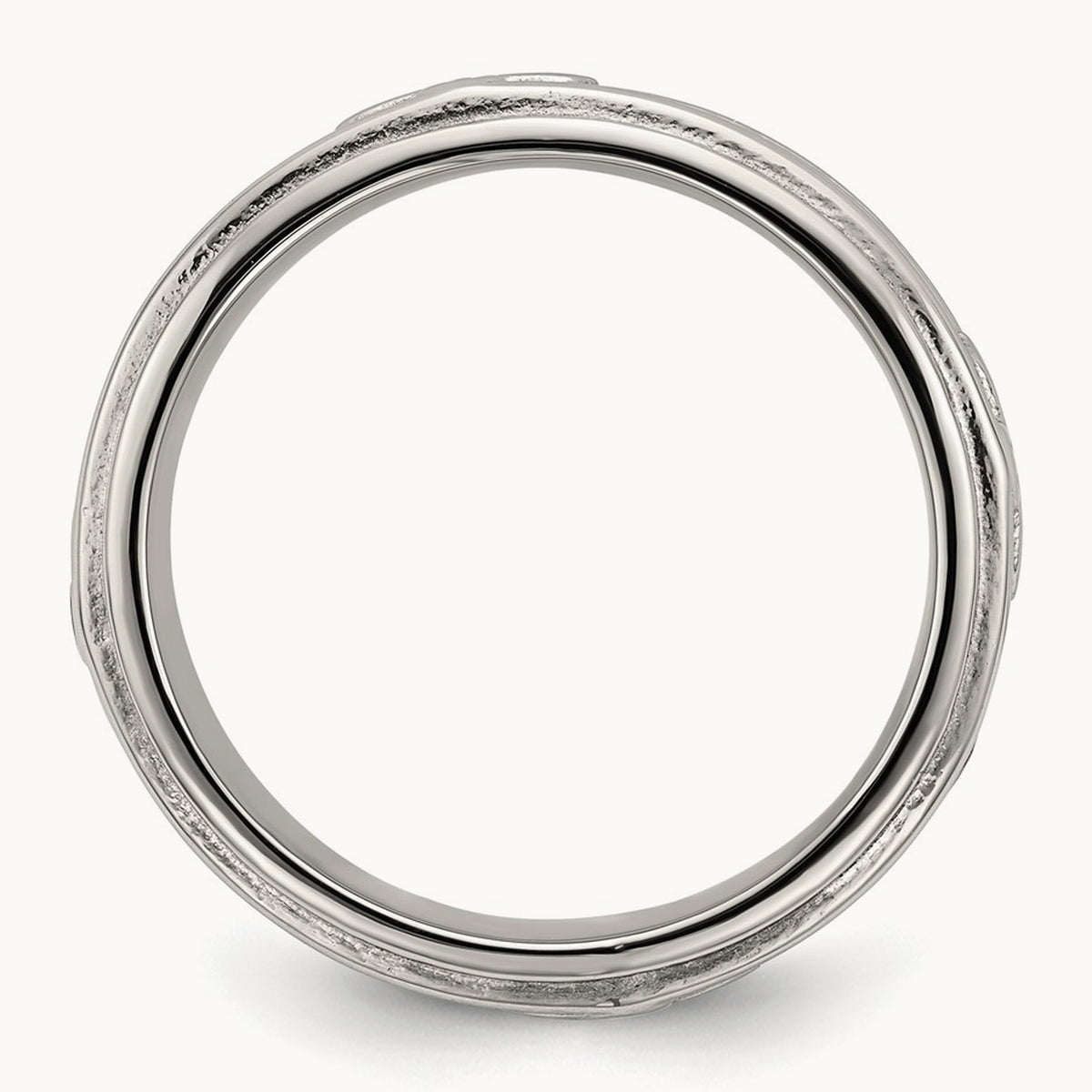 Polished Cross Grooved Band, 7.7mm, Stainless Steel
