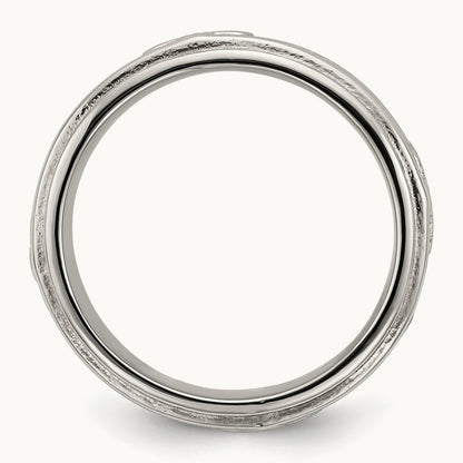 Polished Cross Grooved Band, 7.7mm, Stainless Steel