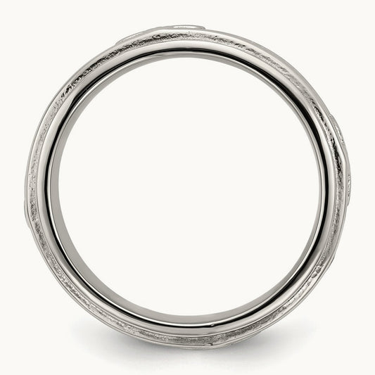 Polished Cross Grooved Band, 7.7mm, Stainless Steel