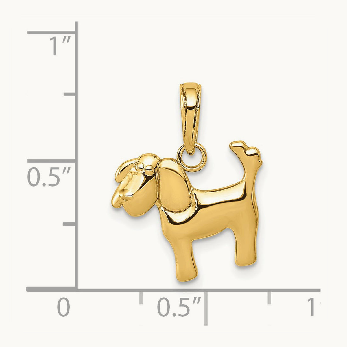 Polished Dog Charm — 14K Yellow Gold