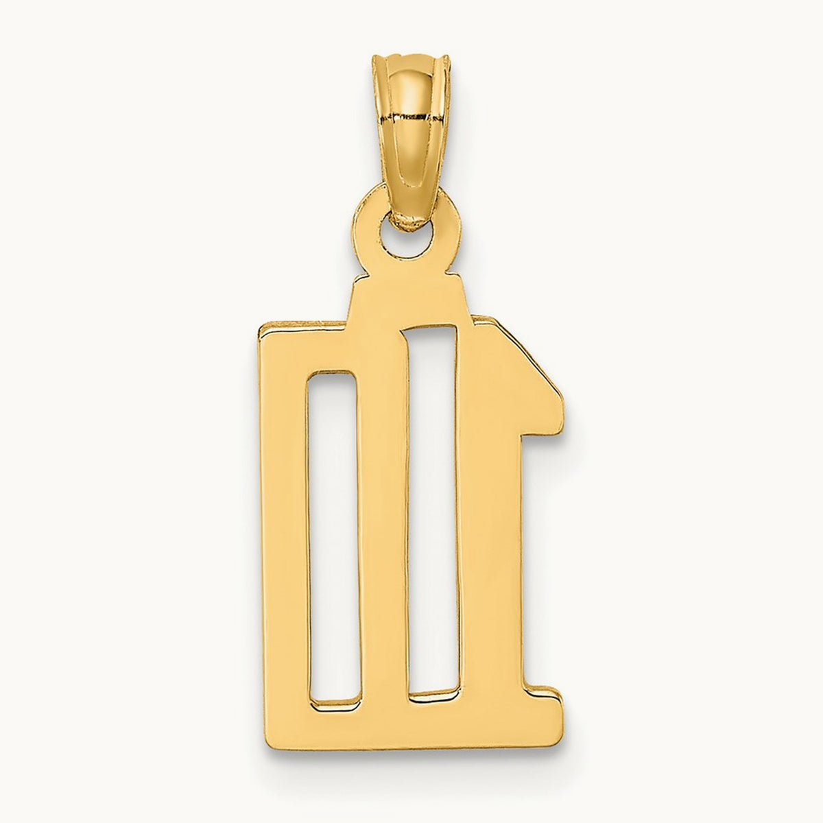 Polished Number 10 Pendant — 14K Yellow Gold