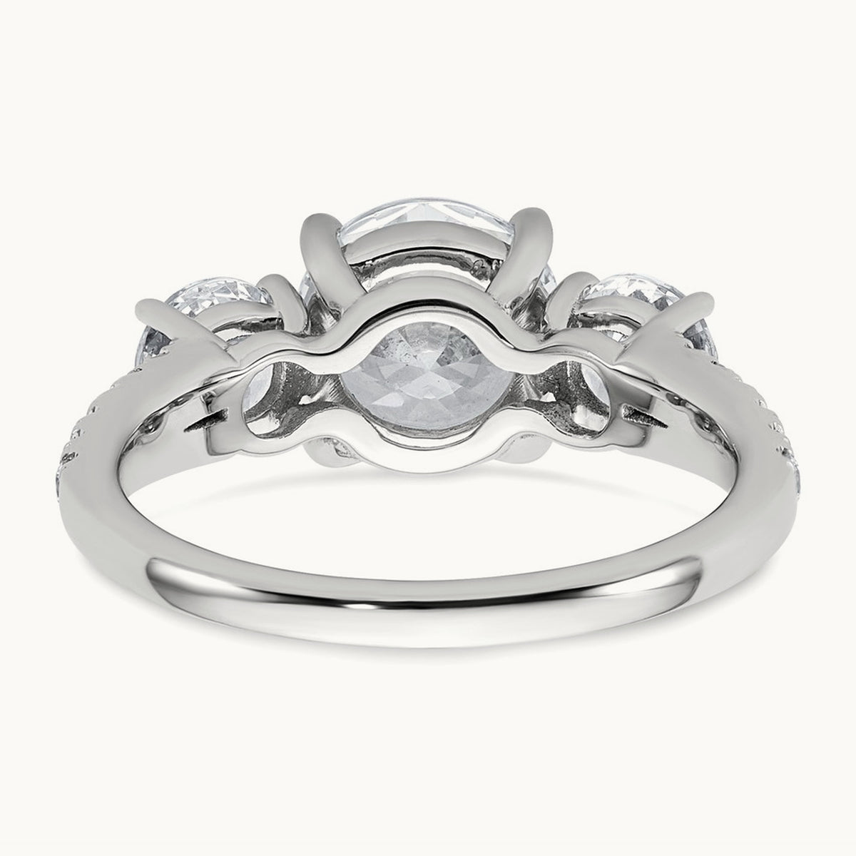 3 Stone Oval Ring, 3.25 ct tw Lab-Grown Diamond — 14K White Gold