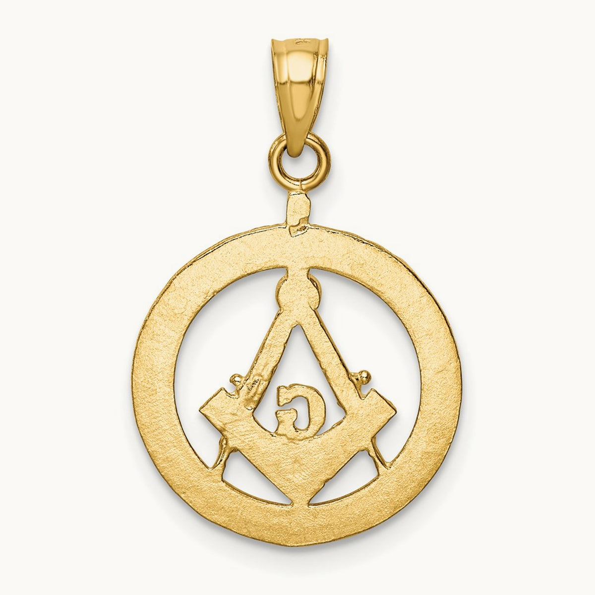 Polished and Diamond-cut Masonic Symbol Pendant, 14K
