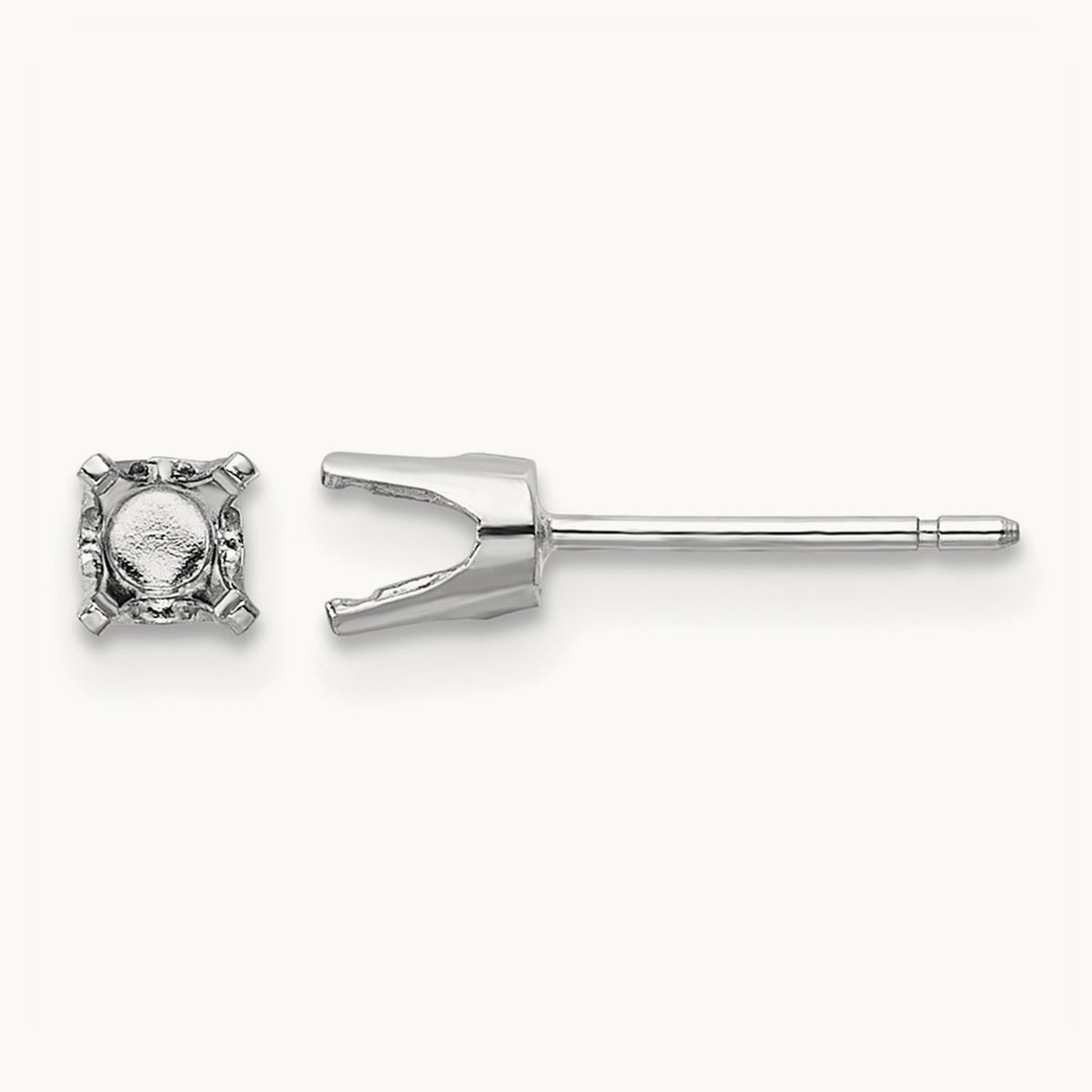 Setting: Round Stud Earring Mounting with backs — 14K White Gold