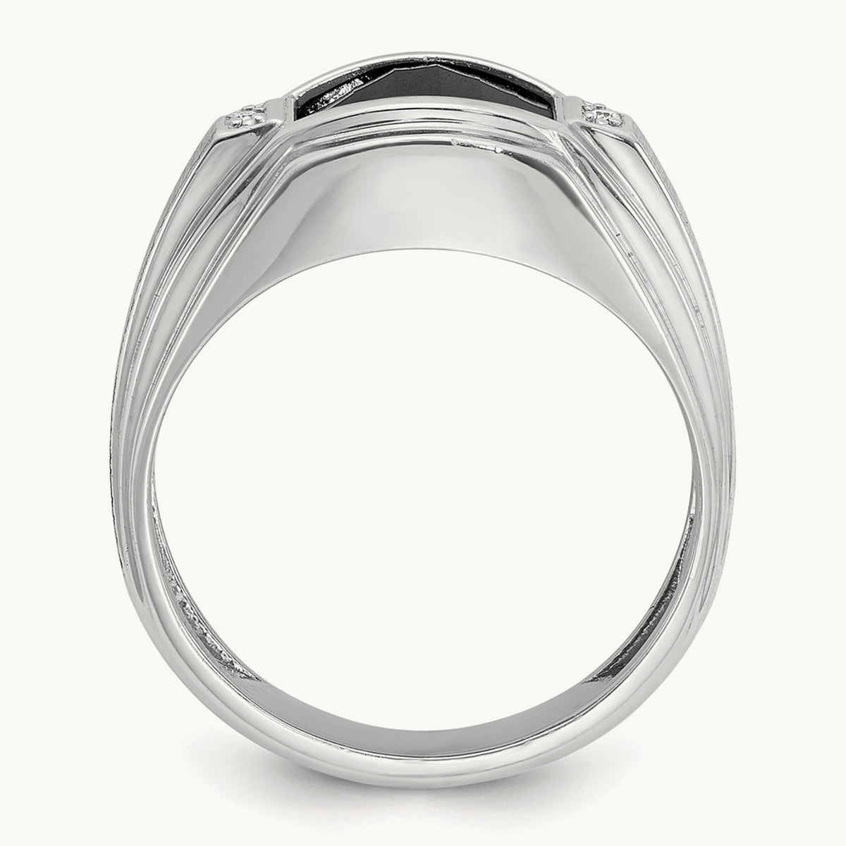 Men's Satin Onyx and Diamond Complete Ring — IBGoodman — photo set