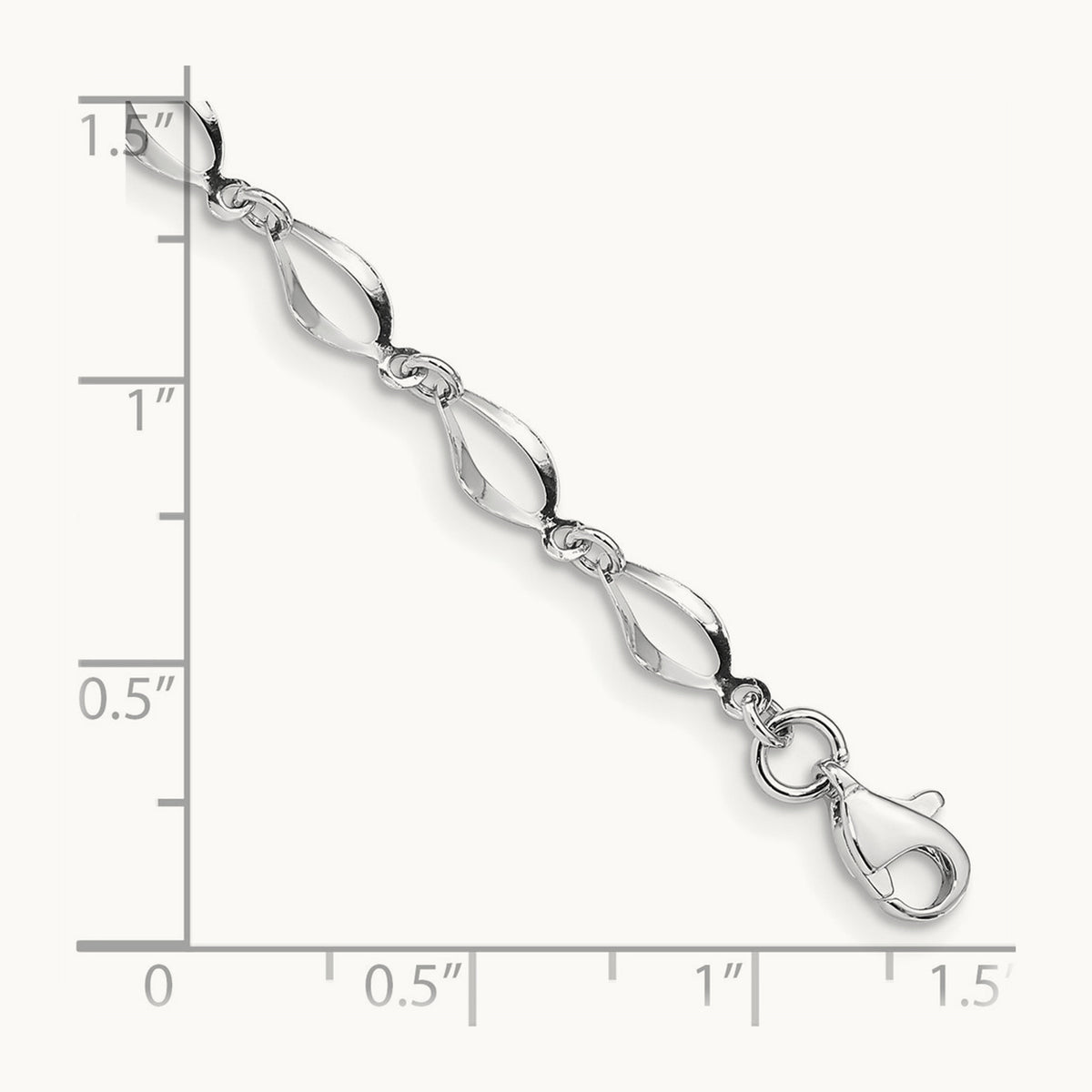 Polished Fancy Link Bracelet — 14K White Gold