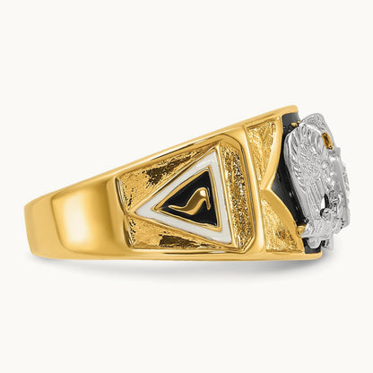 14ktt IBGoodman Men's Enameled & Dia 32nd Scottish Rite Masonic Ring