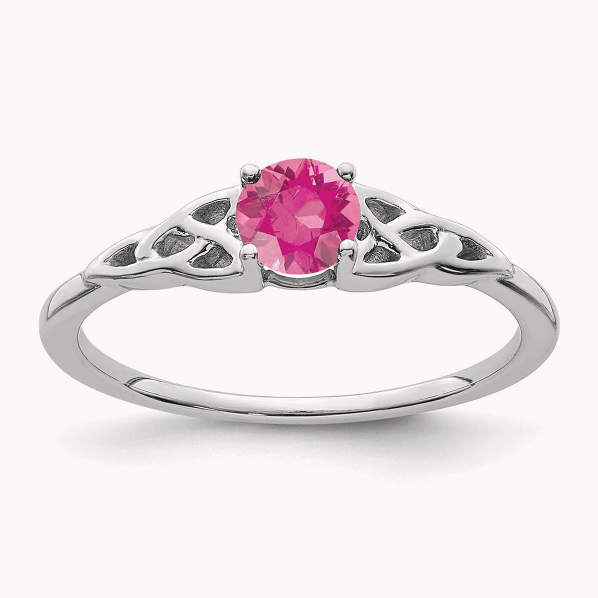 Tourmaline Celtic Knot Ring — 14K White Gold, 7