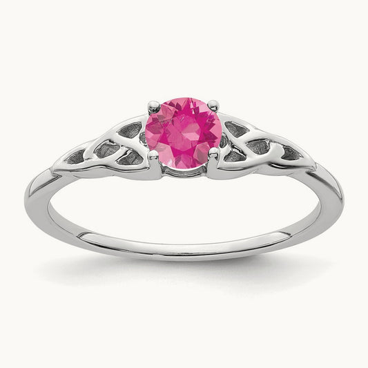Tourmaline Celtic Knot Ring — 14K White Gold, 7