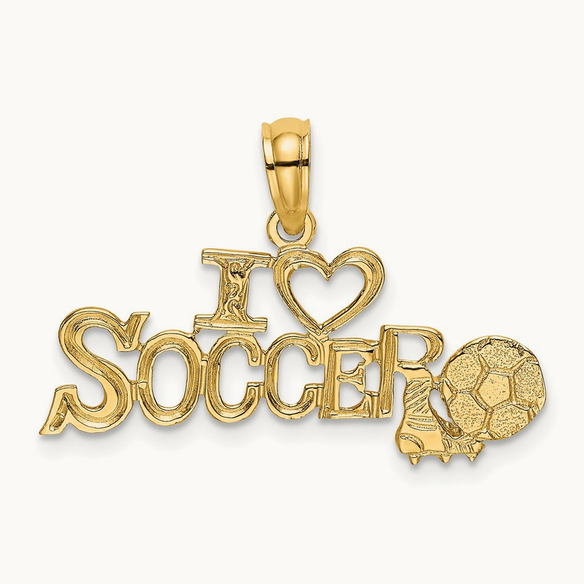 I HEART SOCCER w/Ball Charm, 14K